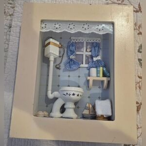 Vintage Arister Gifts Bathroom 3D Rectangle Wooden Shadow Box Wall Art 10x8x2